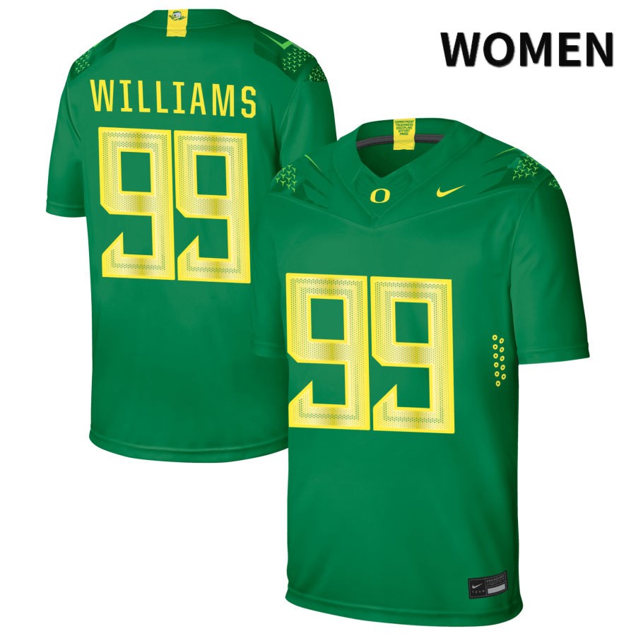 Oregon Ducks Women's #99 Keanu Williams Football College Authentic Green NIL 2022 Nike Jersey JJJ55O0H